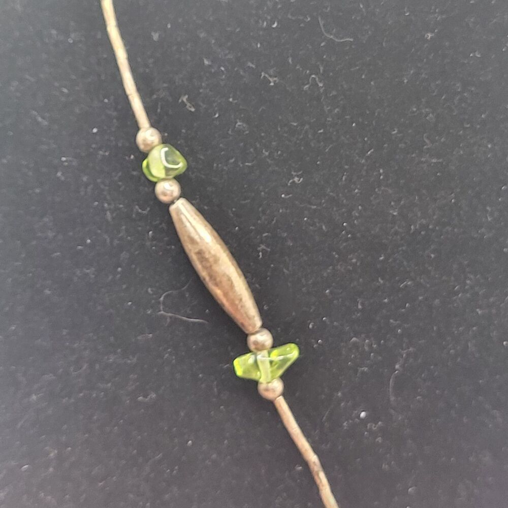 Sterling Silver Peridot Raw Chunk Station Necklace 15in